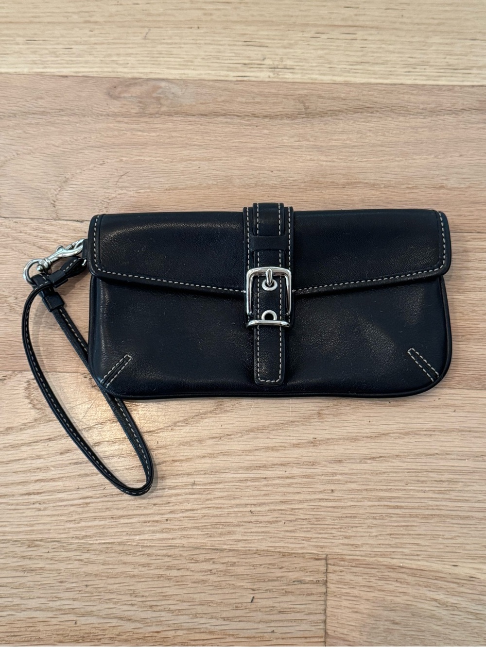 Coach black leather soho clutch wallet card case